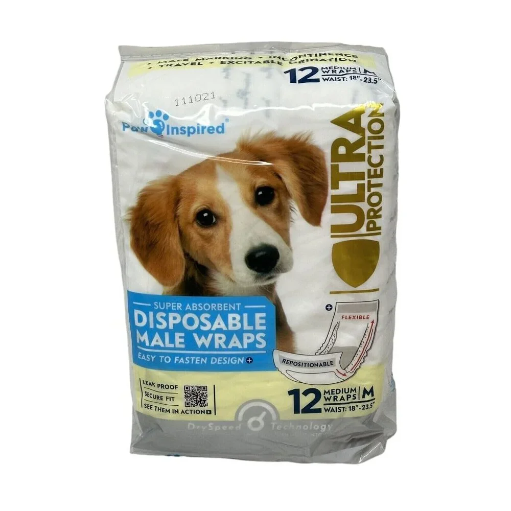 Belly Band Disposable Wraps Diapers Medium Male Dogs 12 Count Pack Lot of 2